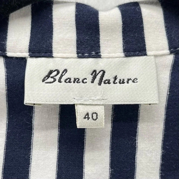 Blanc Nature Blouse Womens Sz 40 Striped Button Front Sleeveless Blue White - Picture 7 of 9